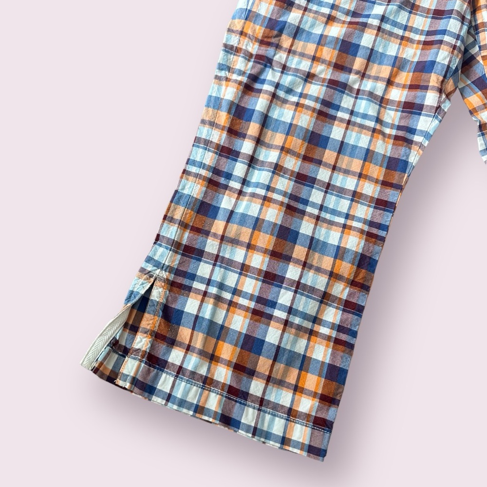 Women’s American Eagle Outfitters Orange Blue White Plaid Capri Pants Size 8 - Picture 2 of 10